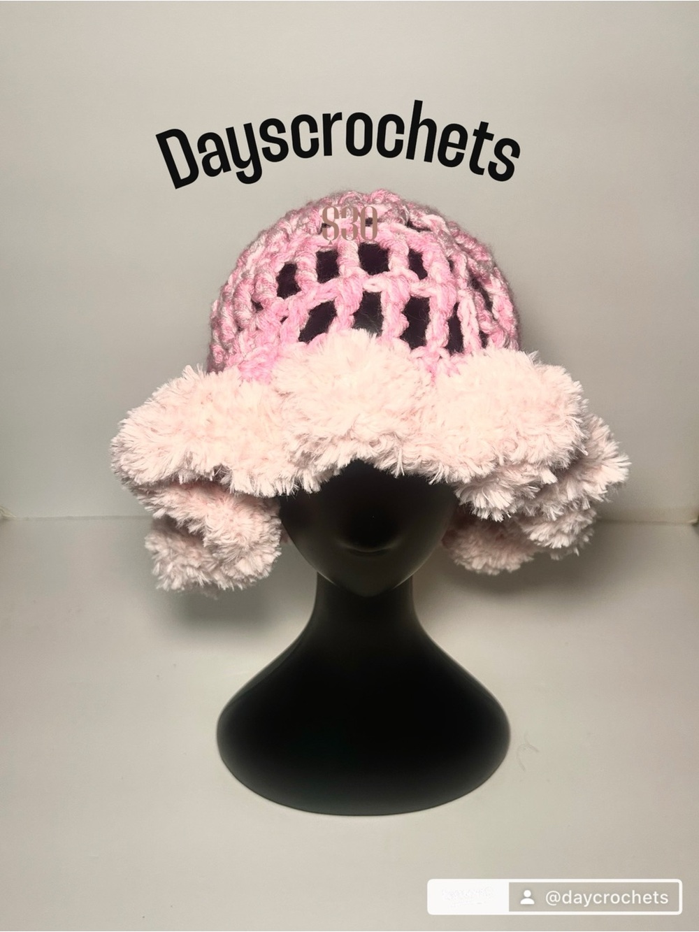 Dayscrochеts Pink Crochet Fluffy Brim Hat